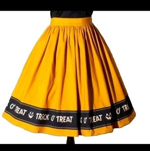 Oblong Box Shop Trick O Treat Yellow Midi Skirt Halloween
